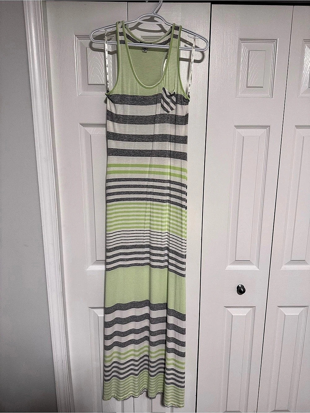 Guess Striped Maxi Dress in Green & Gray Size Medium